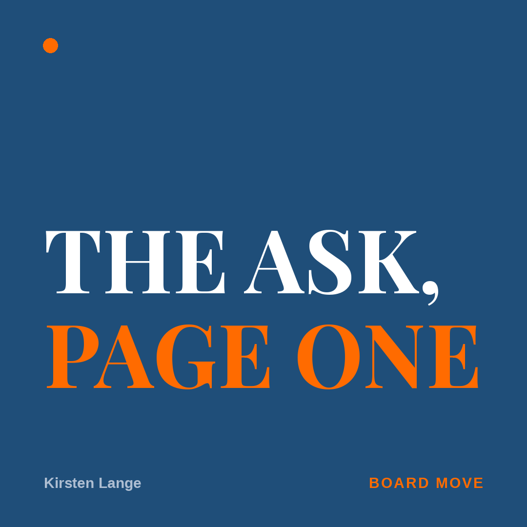 The ask, page one